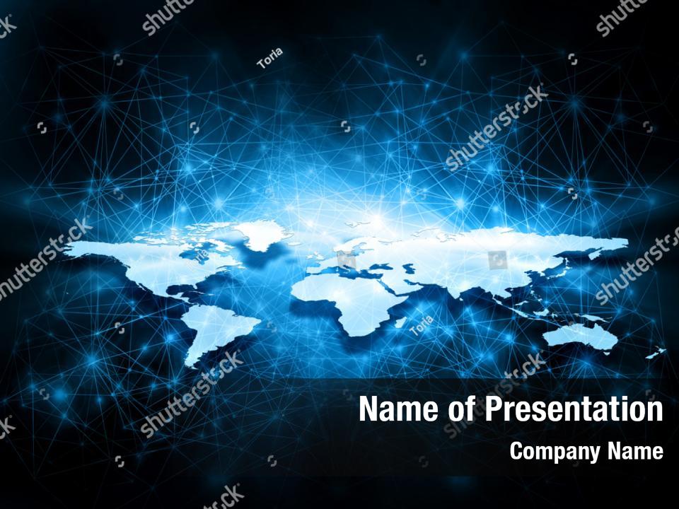 Continent technological world map PowerPoint Template - Continent ...