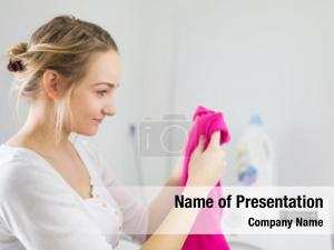 Woman housework: young doing laundry
