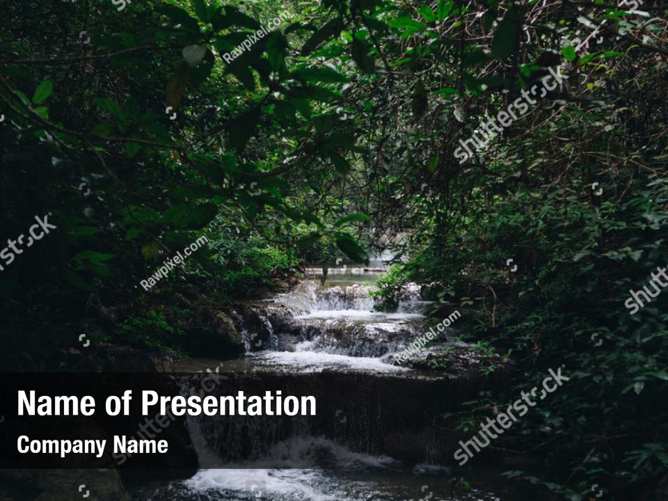 Tranquility Waterfall In Tropical Rainforest Powerpoint Template