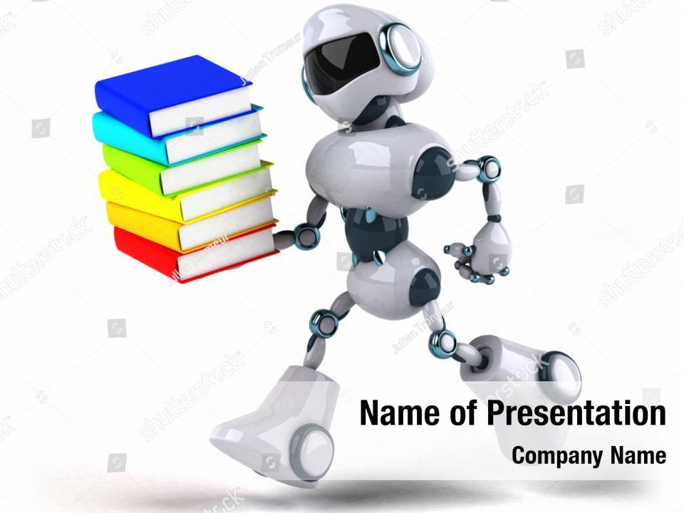 Teacher illustration fun robot PowerPoint Template - Teacher ...