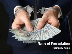 Corruption holding businessman handcuffs