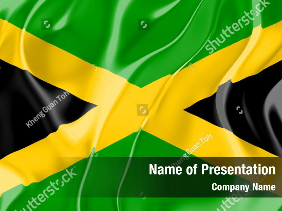 Flag of jamaica blowing PowerPoint Template - Flag of jamaica blowing ...