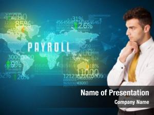 Decision businessman front payroll inscription,
