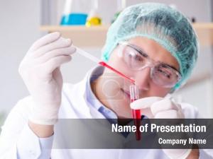 Lab blood testing young scientist PowerPoint Template