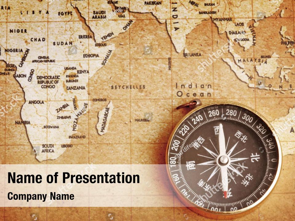 Magnetic Compass Map PowerPoint Template - Magnetic Compass Map ...