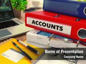 Folder red office inscription accounts PowerPoint Template