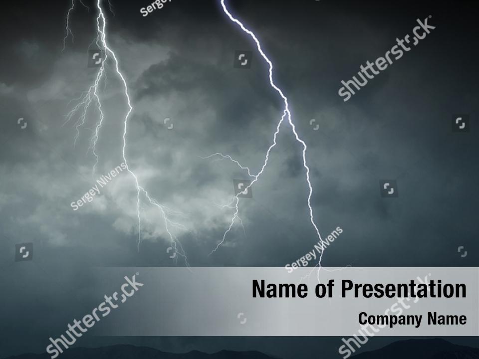 Meteorology dramatic thunder PowerPoint Template - Meteorology dramatic ...