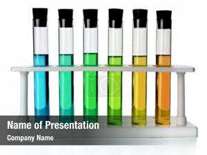 Six colored liquids test tubes