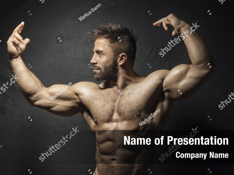 Bodybuilding Muscular Shirtless Bearded Powerpoint Template