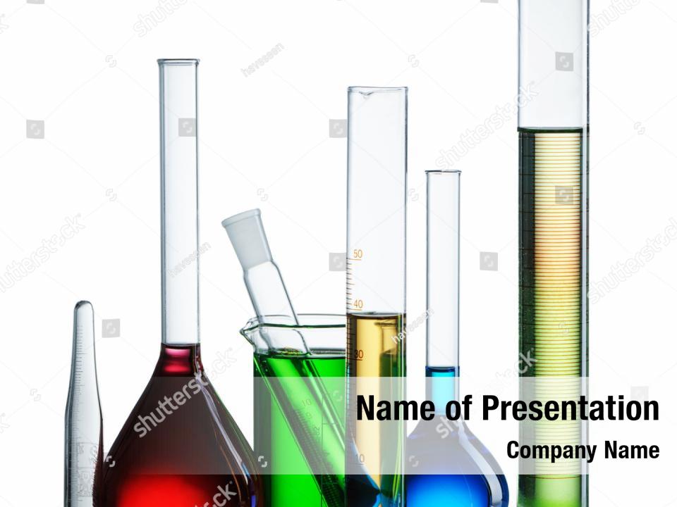 Chemical flask with blue PowerPoint Template - Chemical flask with blue ...