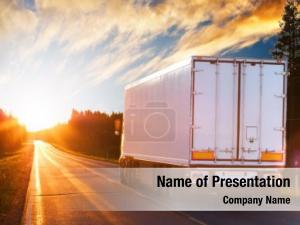 Road truck asphalt evening  PowerPoint Template