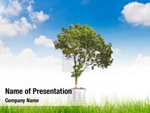 Symbol green energy over blue PowerPoint Template