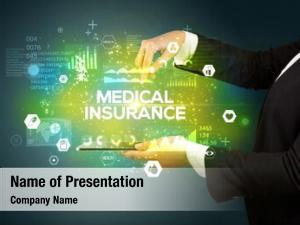 Medical close up touchscreen insurance inscription,