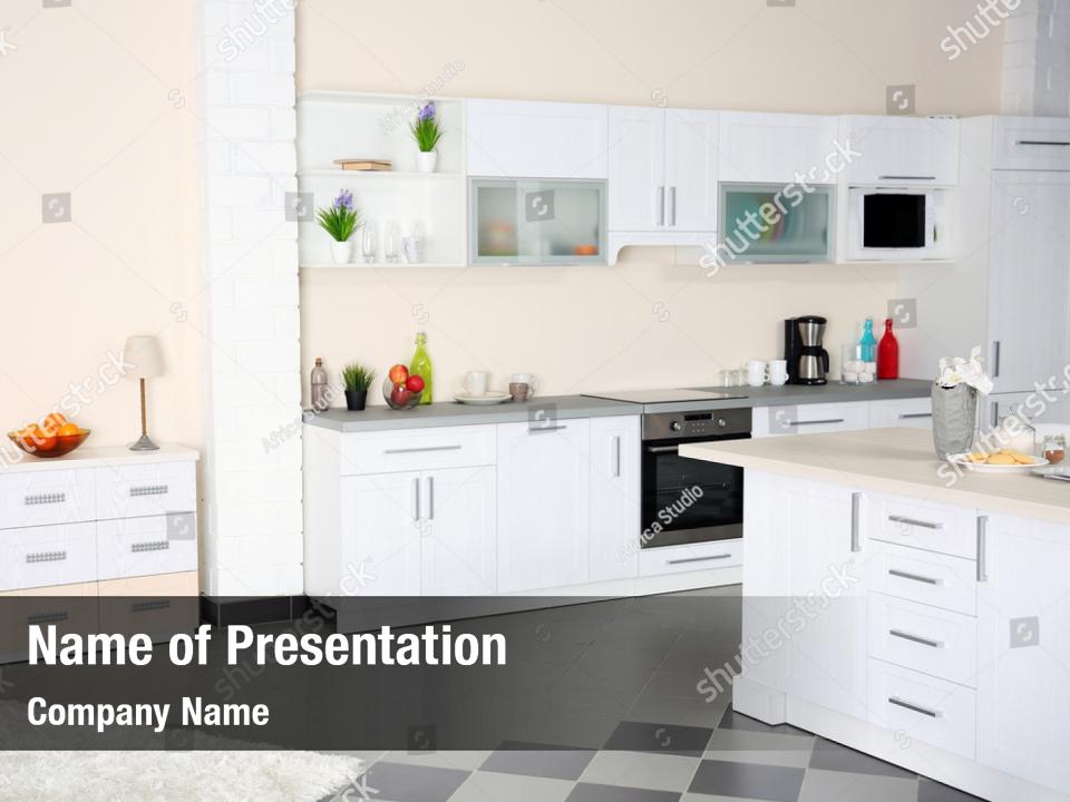 Refrigerator White Kitchen Kitchen PowerPoint Template - Refrigerator ...