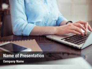 Laptop businesswoman using workplace office PowerPoint Template