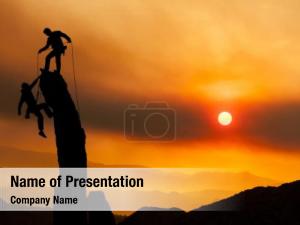 Climbing Team PowerPoint Template