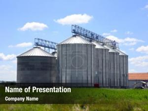 Silos in a warehouse PowerPoint Template