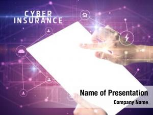 Tablet holding futuristic cyber insurance