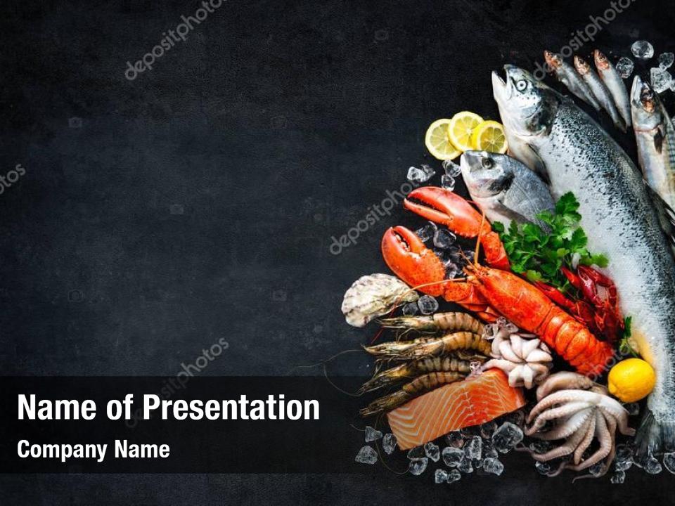 Aquaculture fresh fish and seafood PowerPoint Template Aquaculture