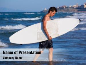 Handsome Man Coming out of the Sea PowerPoint Template