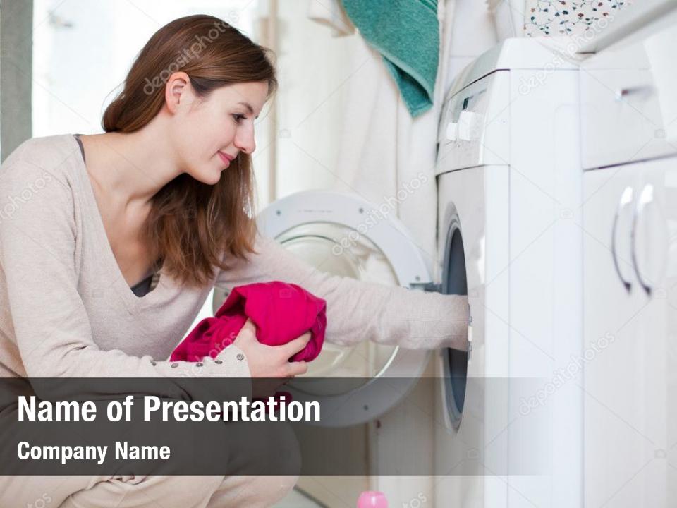 Woman housework: young doing laundry