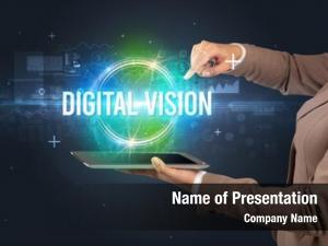 Digital close up touchscreen vision inscription,