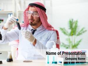 Scientist arab chemist testing quality PowerPoint Template