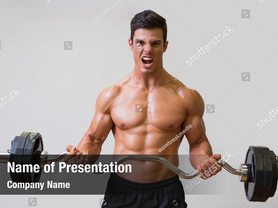 Bodybuilding Studio Portrait Of Shirtless Powerpoint Template