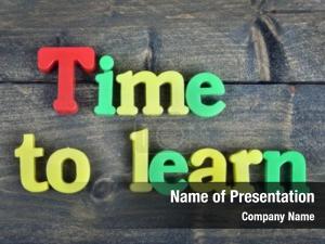 Word time learn wooden table