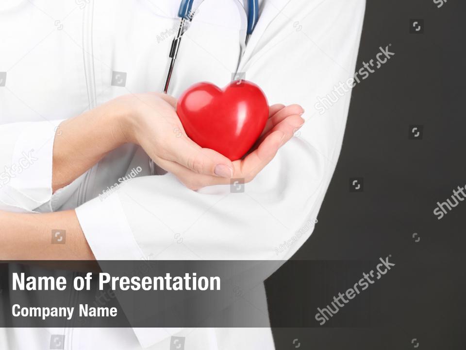 Cardiac doctor stethoscope hands PowerPoint Template - Cardiac doctor ...