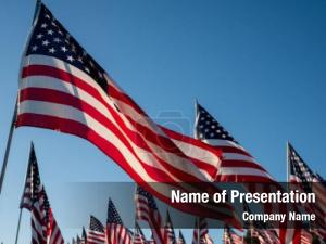Large Group of American Flags PowerPoint Template