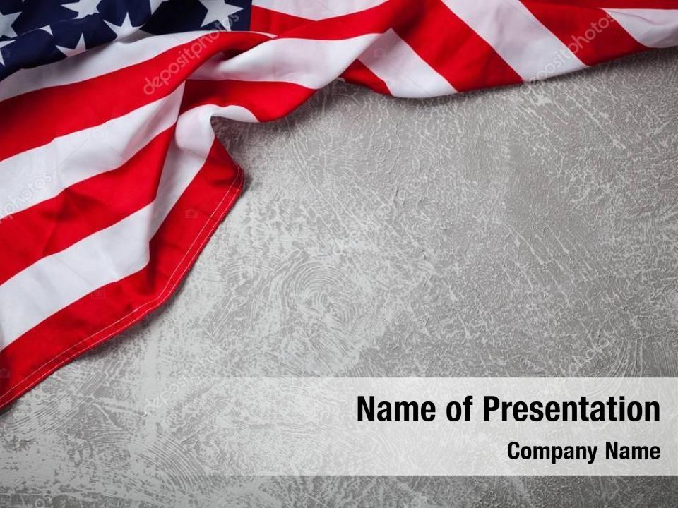 Striped grey usa flag PowerPoint Template - Striped grey usa flag  PowerPoint Background