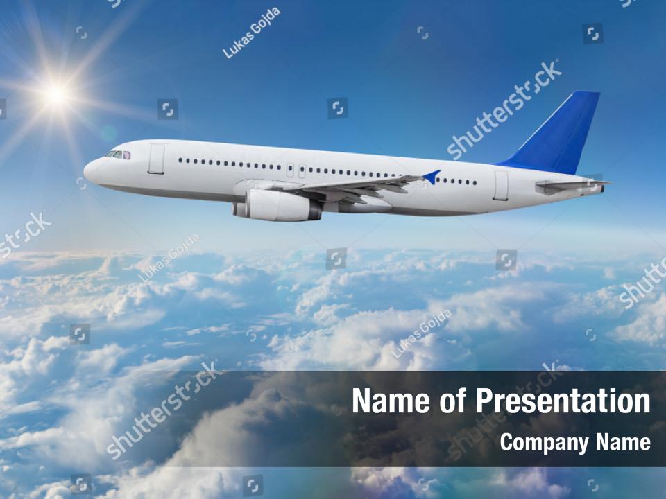 Passenger Flying Commercial Airplane PowerPoint Template - Passenger ...