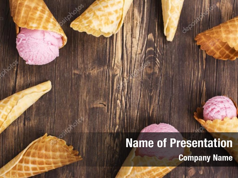 Strawberry top view ice cream PowerPoint Template Strawberry top view