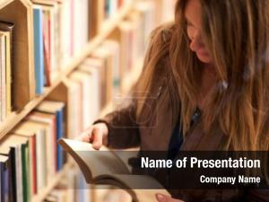 Girl On The Library Background