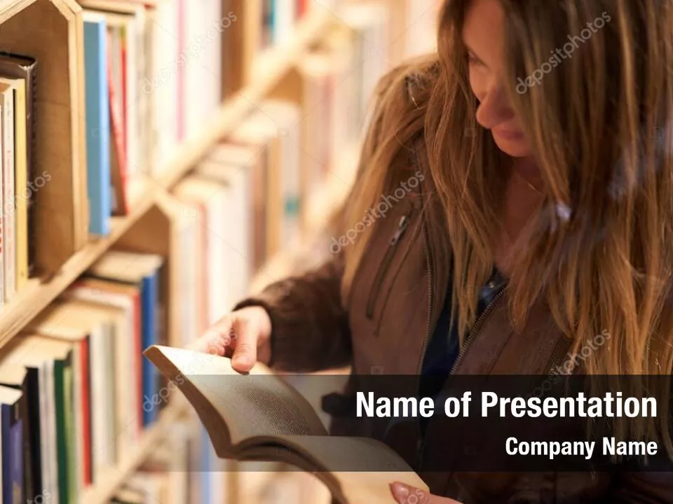 Girl On The Library Background