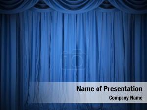 Silk background blue stage curtain PowerPoint Template