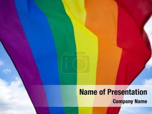 Lgbt bright rainbow flag fluttering PowerPoint Template