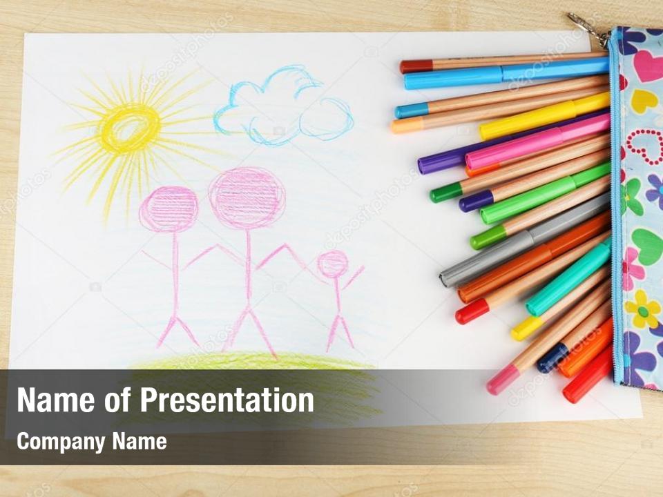 Happy kids drawing PowerPoint Template - Happy kids drawing PowerPoint  Background