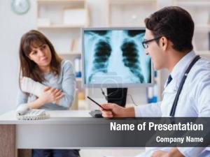 Visiting young woman radiologist x ray PowerPoint Template