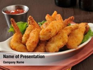 Fried breaded deep butterfly shrimp