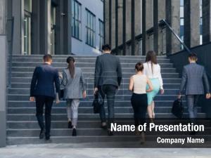 People Walking To Work PowerPoint Template
