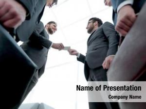Exchanging business executive business cards