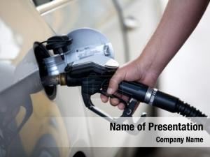 Car Being Filled With Gas PowerPoint Template