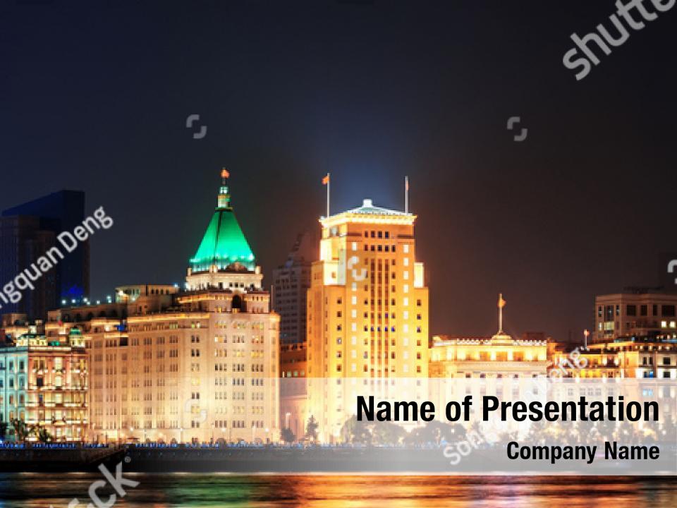 Panorama View Of Shanghai PowerPoint Template - Panorama View Of ...