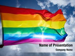 Lgbt bright rainbow flag fluttering PowerPoint Template