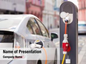 Electric power supply car charging PowerPoint Template