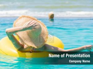 Sexy Woman Looking at Ocean PowerPoint Template