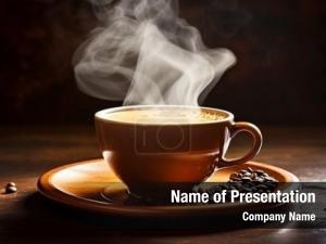 Cup of Coffee with Hot Steam PowerPoint Template