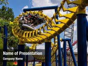 Roller theme park coaster during PowerPoint Template